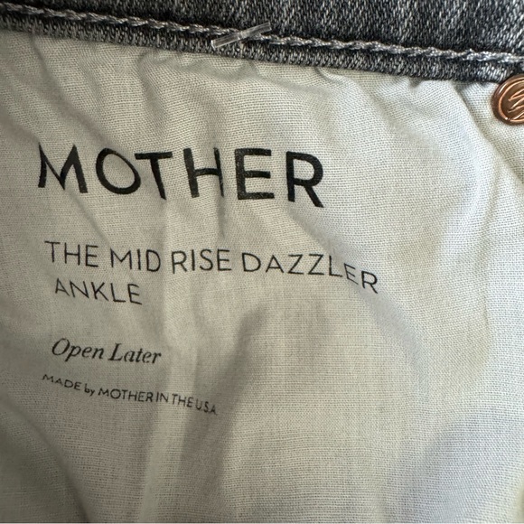 Mother Jeans The Mid Rise Dazzler Ankle Open Later Faded Black Stone Wash Sz 25 - Picture 10 of 11